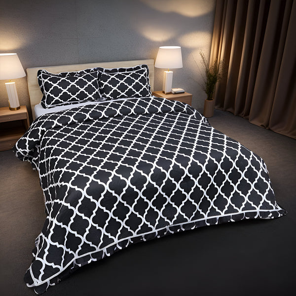 Luxe Printed Bed Spread- Black