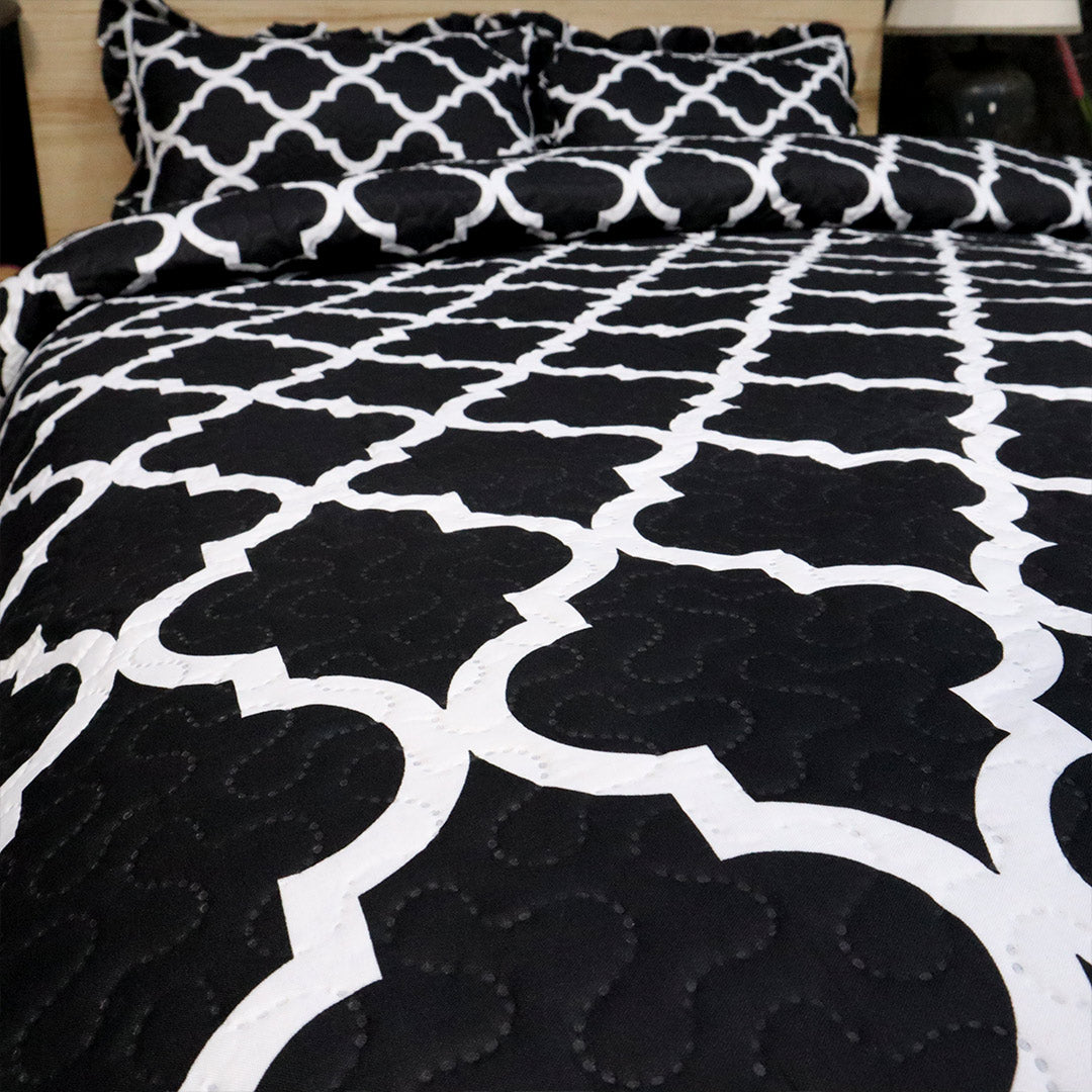 Luxe Printed Bed Spread- Black