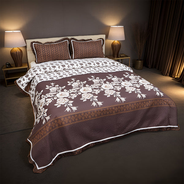Luxe Printed Bed Spread- Brown