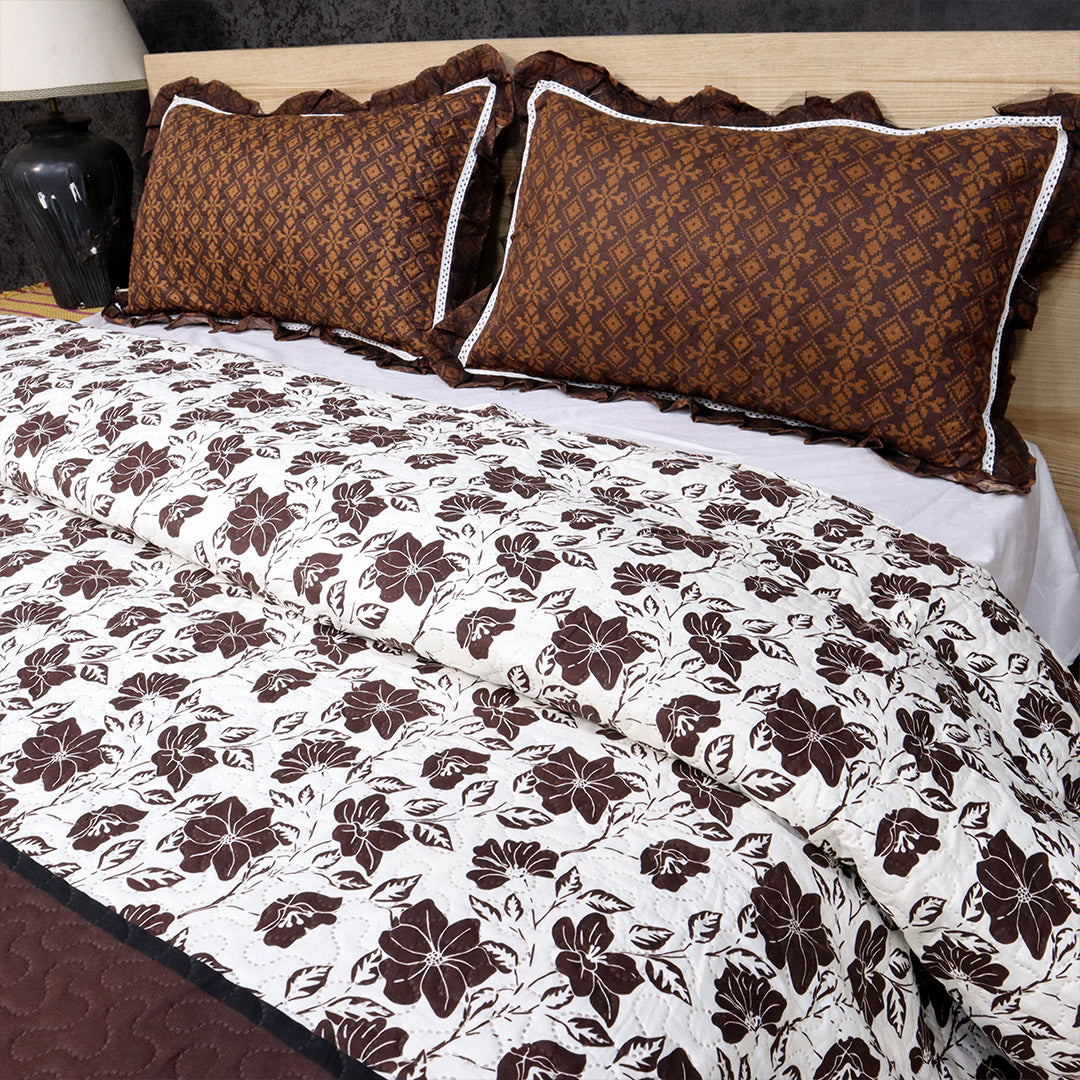 Luxe Printed Bed Spread- Brown