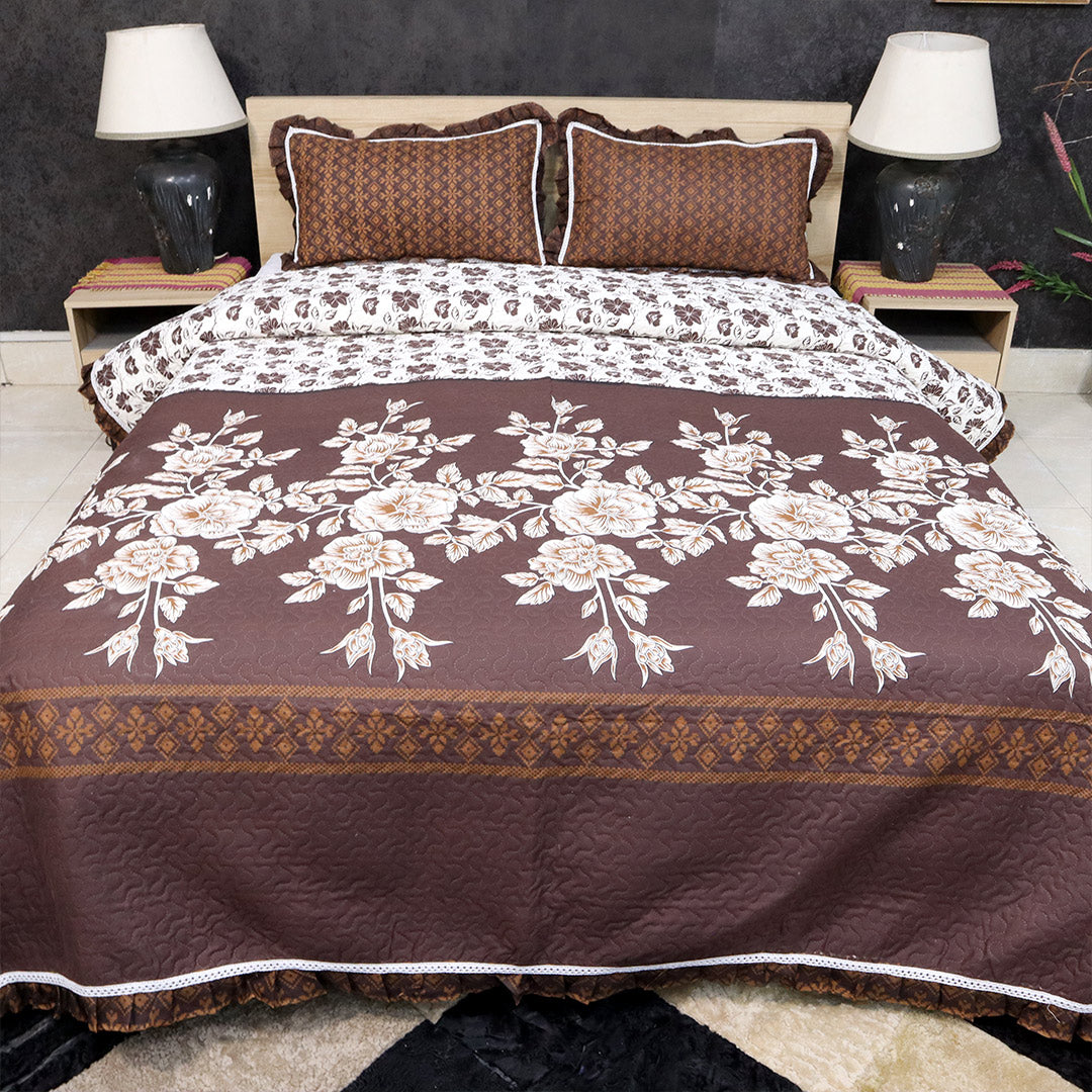 Luxe Printed Bed Spread- Brown