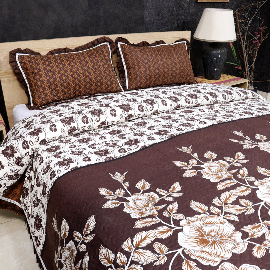 Luxe Printed Bed Spread- Brown