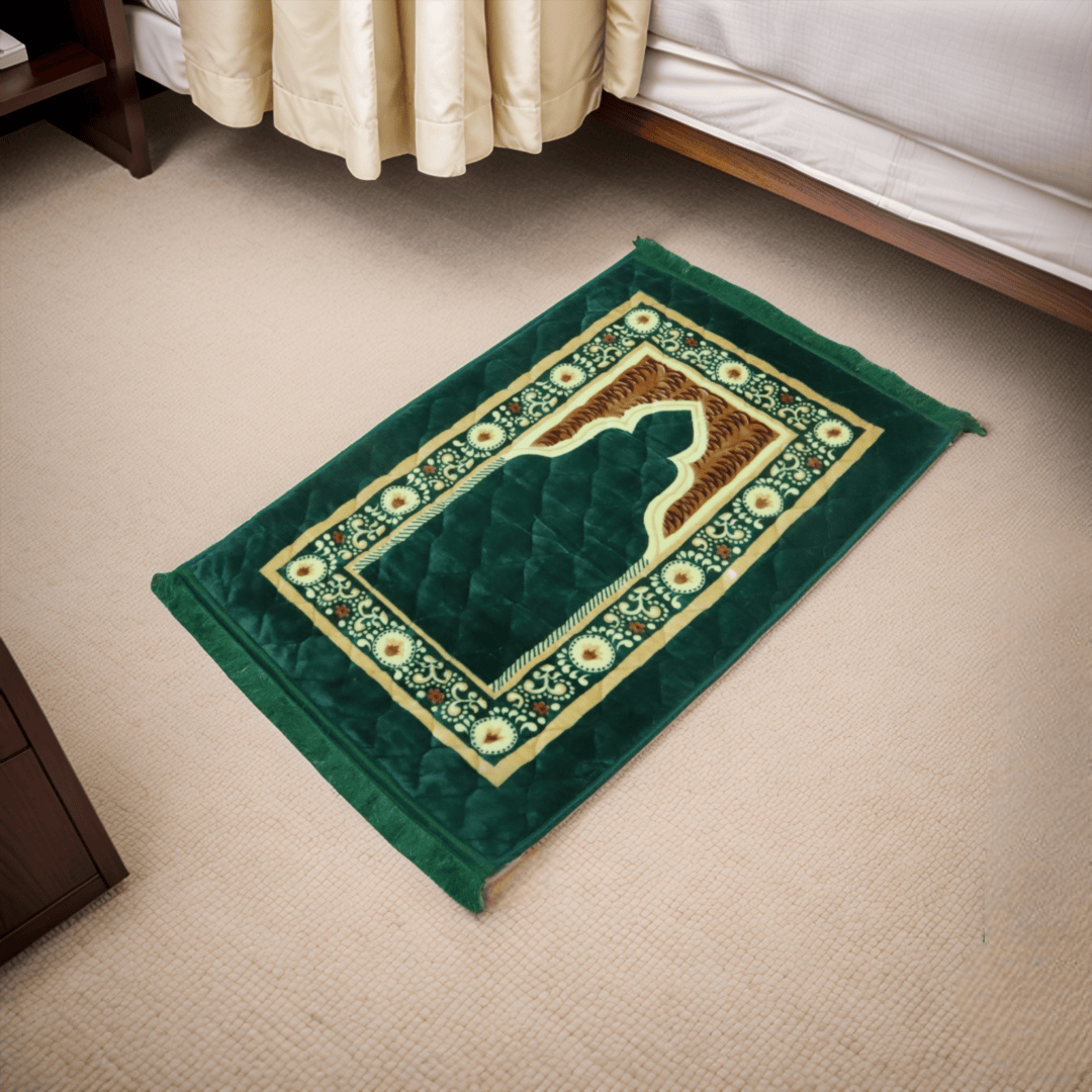 Mughal Janamaz Printed Prayer Mat-Viridian