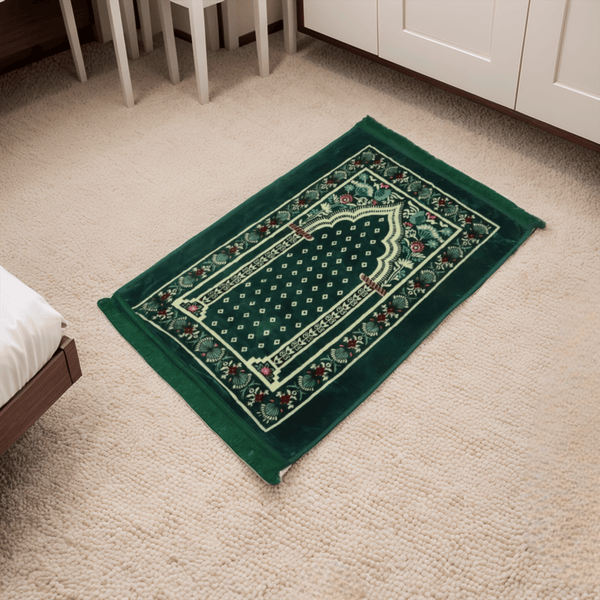 Mughal Janamaz Printed Prayer Mat-Bright Green