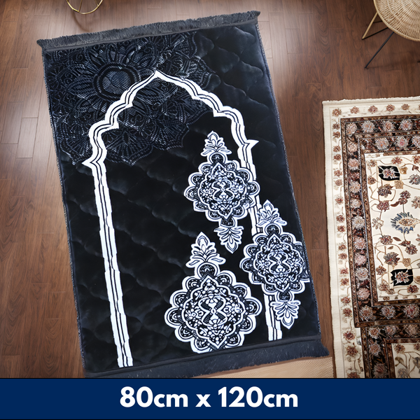 Mughal Plus Cloudy Janamaz Prayer Mat-Noir