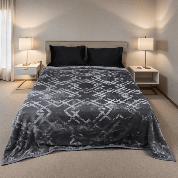 Gold Silk Blanket King Bed-Gray