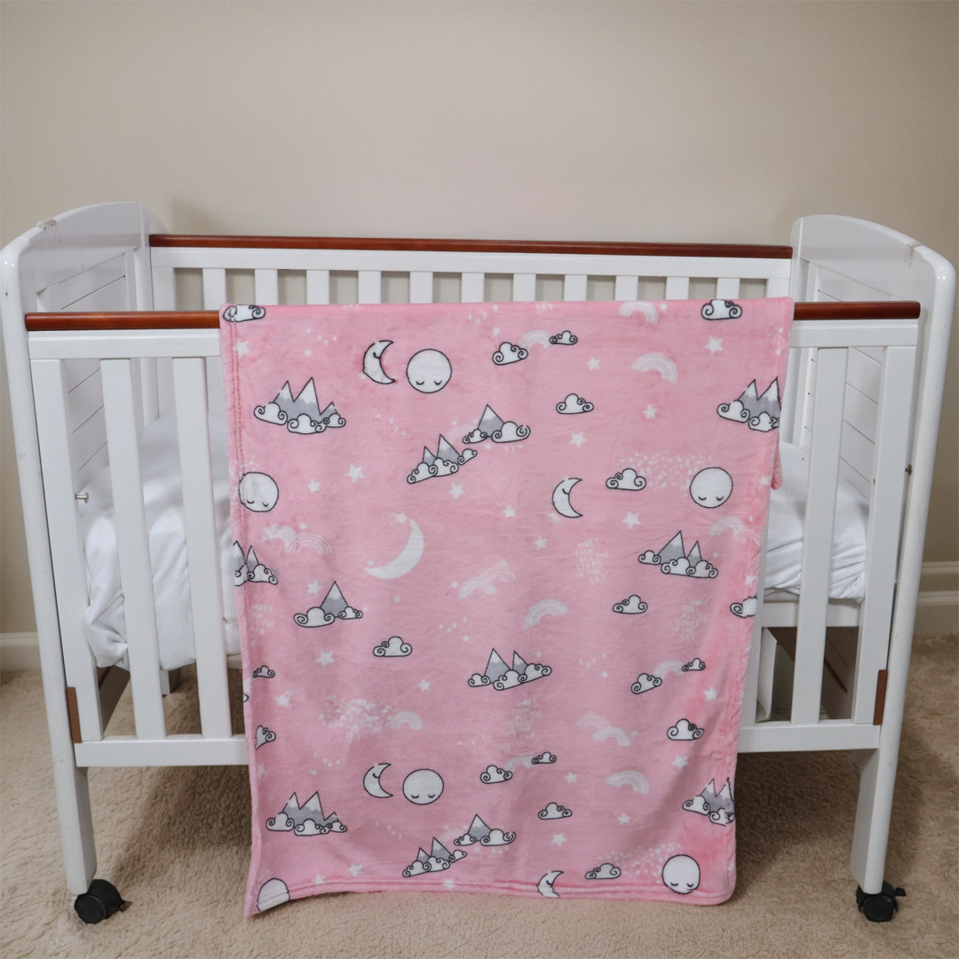 Mini Me Baby AC Flannel Blanket and Pillow Set Blush Rose