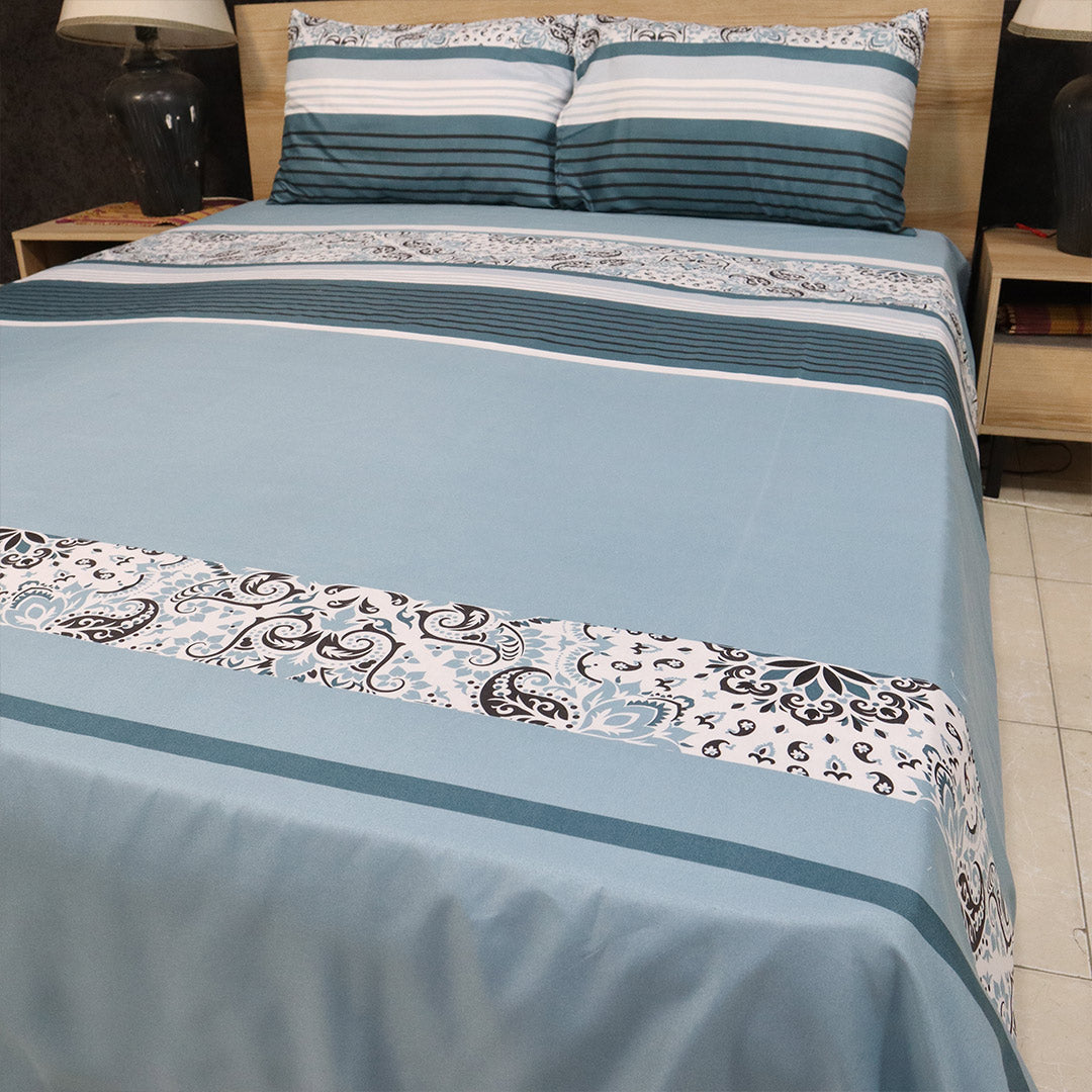 Bed Sheet Fantasy King Bed-Aqua Stripes