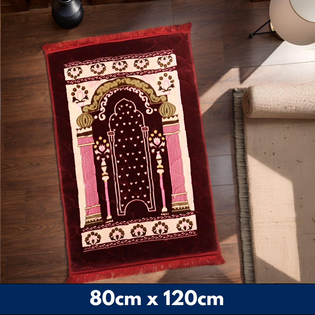 Mughal Plus Cloudy Janamaz Prayer Mat Maroon Pink