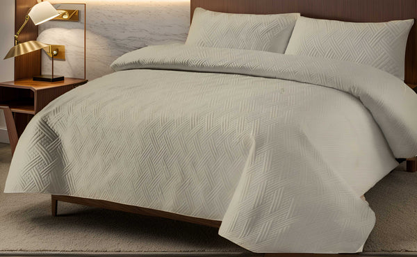 Luxe Bed Spread Almond Quilted Jacquard Embossed