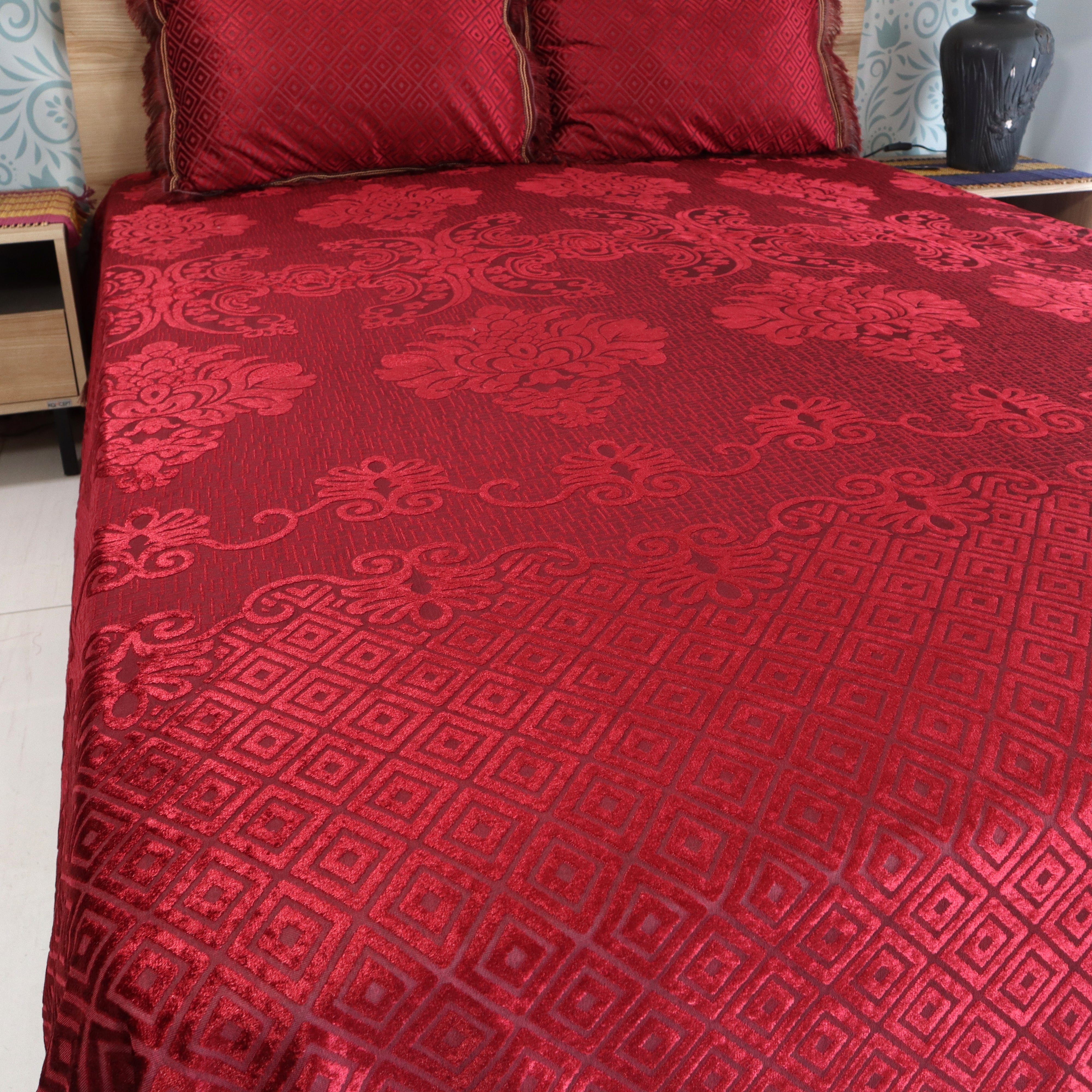 Regal Decor Bedding Sets-Maroon-Plushmink