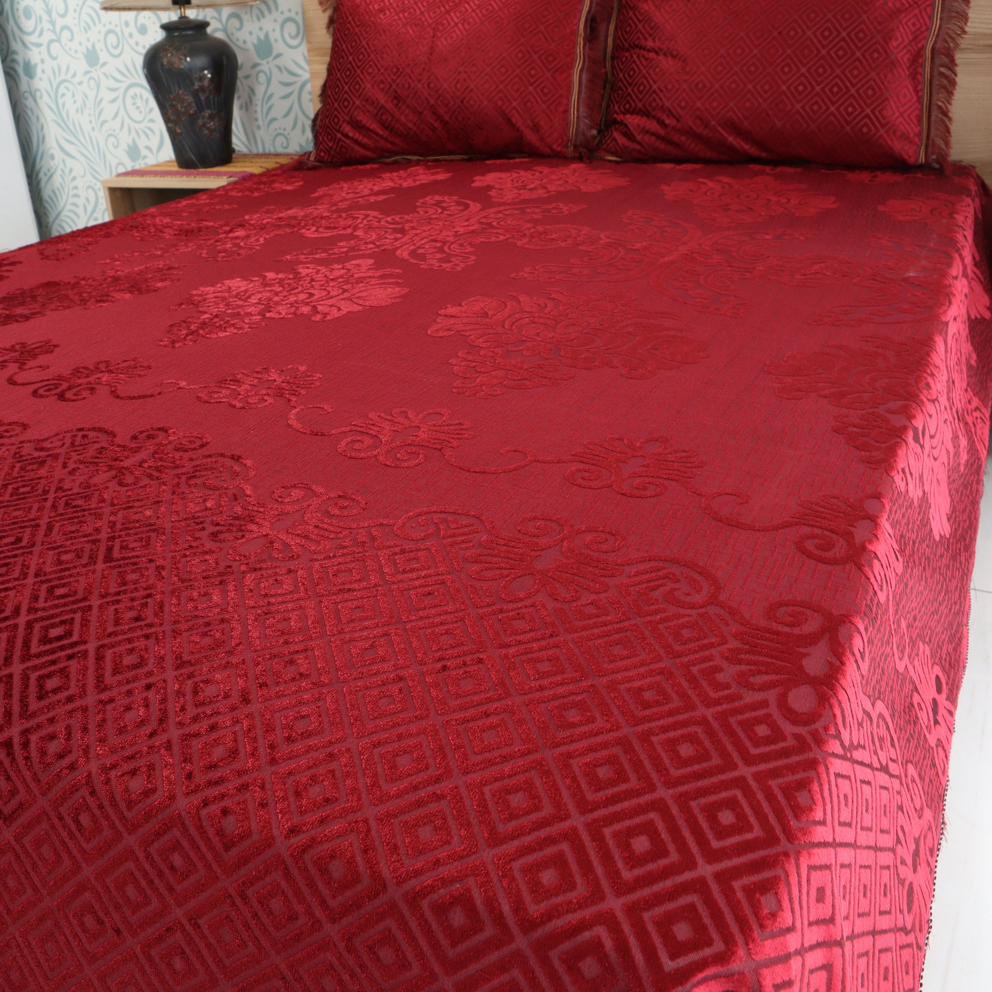 Regal Decor Bedding Sets-Maroon-Plushmink