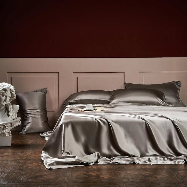 Silk Satin Duvet Set Grey