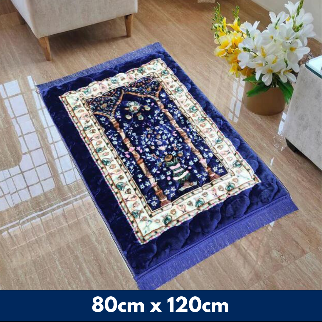 Mughal Janamaz Printed Prayer Mat- Royal Blue