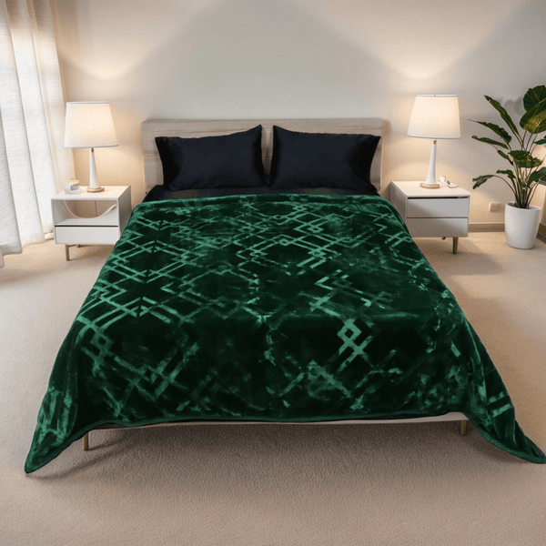 Gold Silk Blanket King Bed-Green