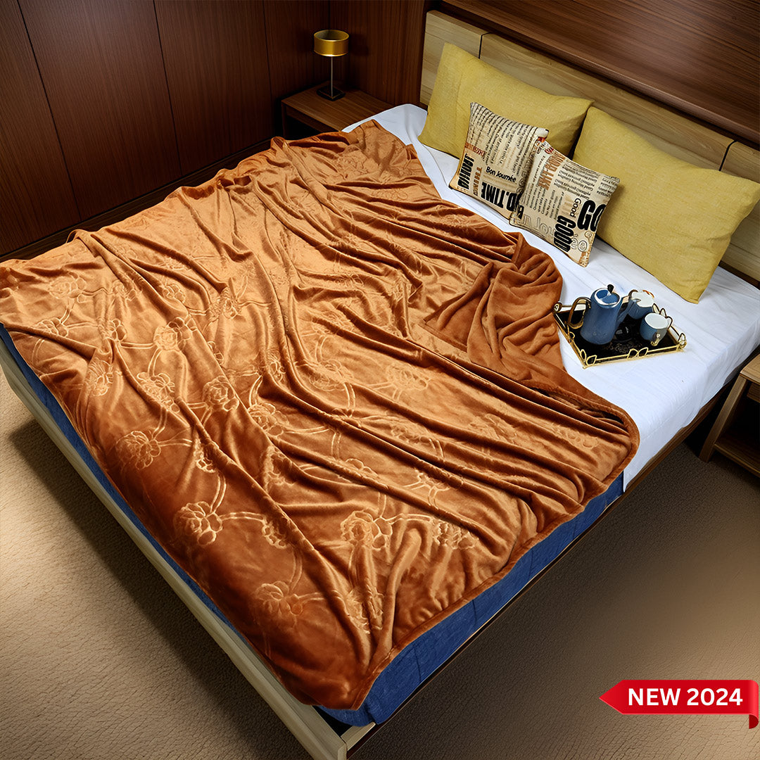 Mansion AC Blanket Flannel Double Bed-Golden