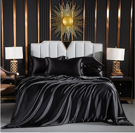 Silk Satin Duvet Set Black