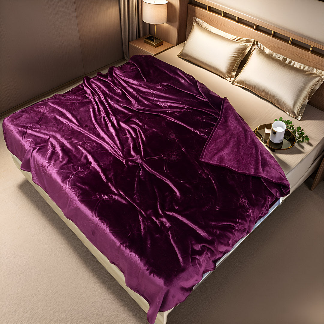 Mansion Flannel Blanket Double Bed - Purple