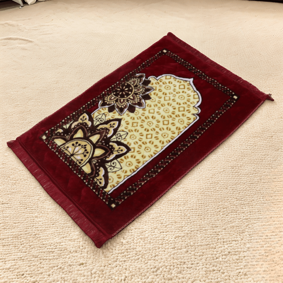 Mughal Janamaz Printed Prayer Mat-Rosy