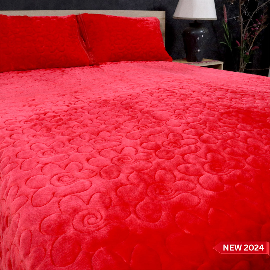 Deluxe Mink 3 Pieces Bed Set- Red