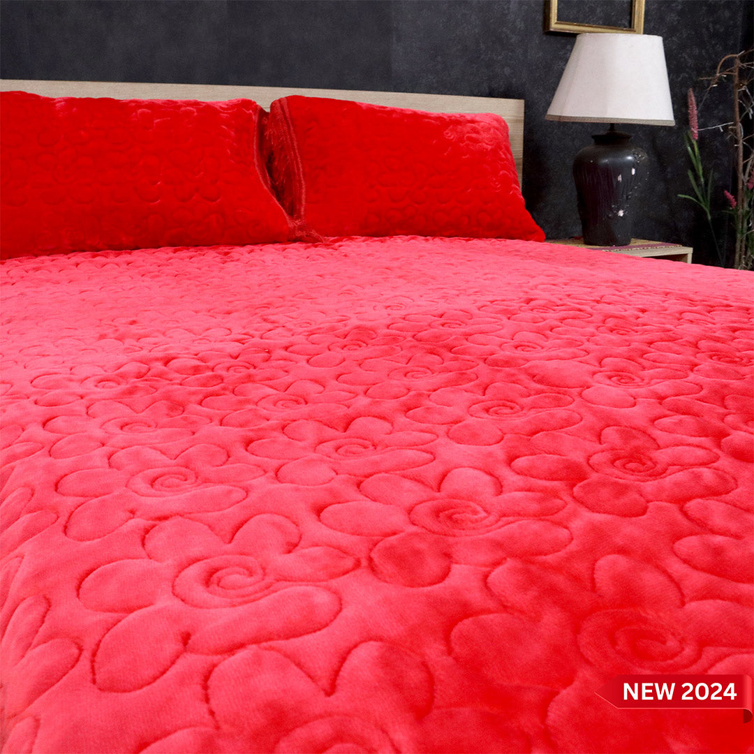 Deluxe Mink 3 Pieces Bed Set- Red