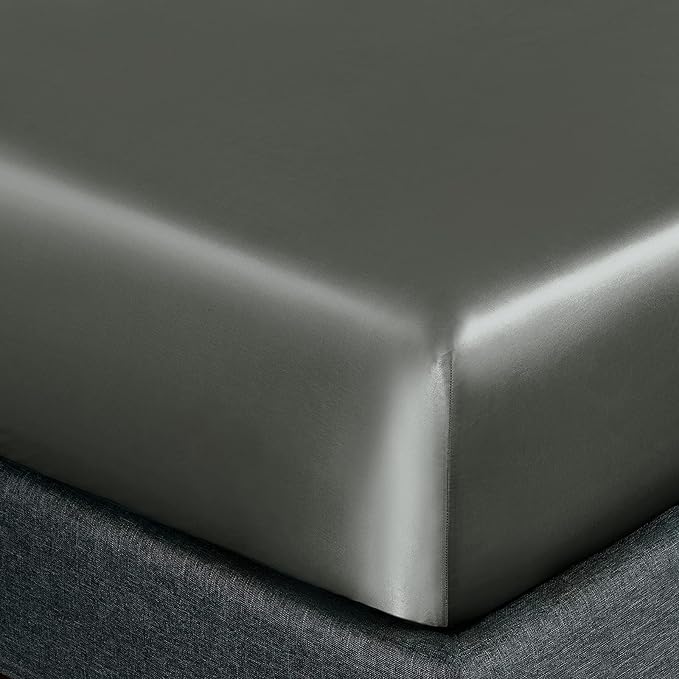 Silk Satin Fitted Bed Sheet Grey