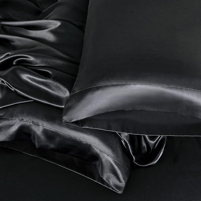 Silk Satin Duvet Set Black