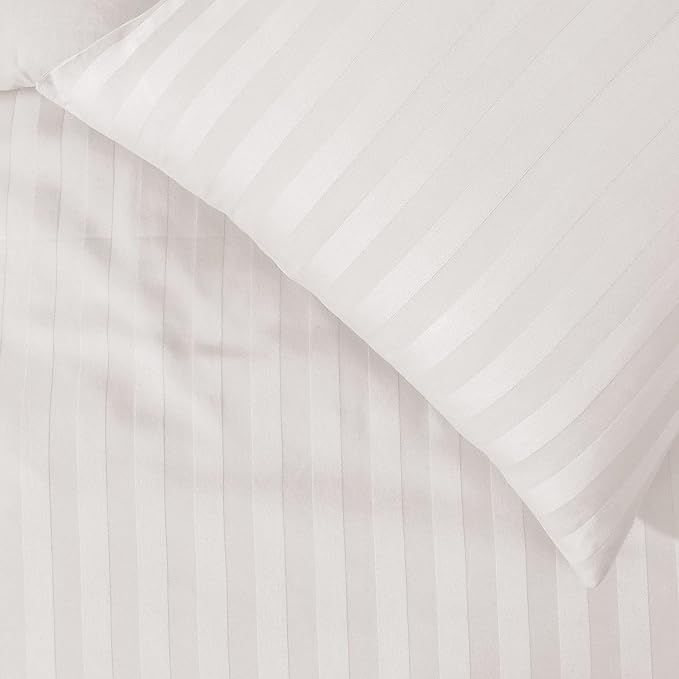 White Satin Stripe Duvet Cover Set