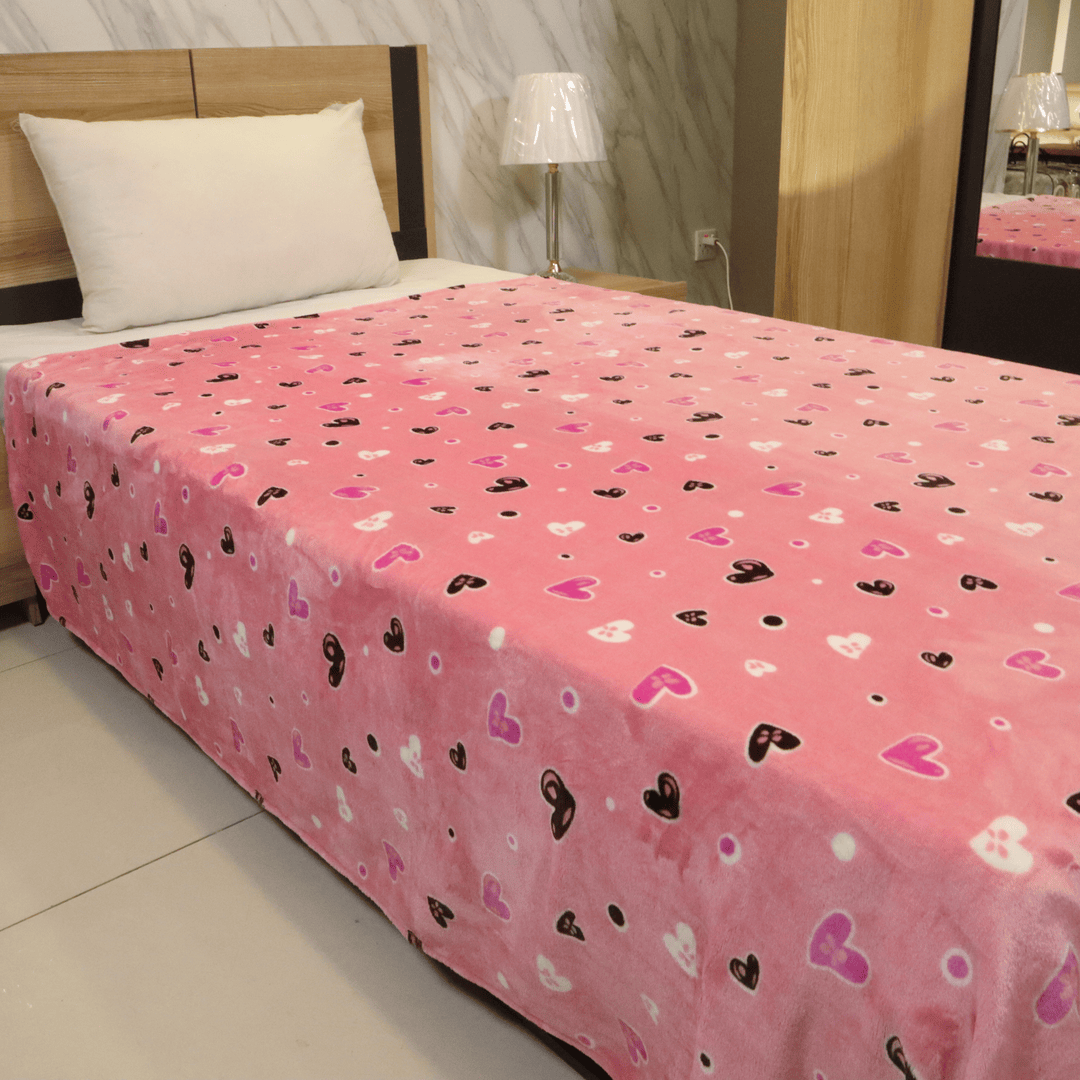 Supremo Single Flannel Blanket-Powder Pink