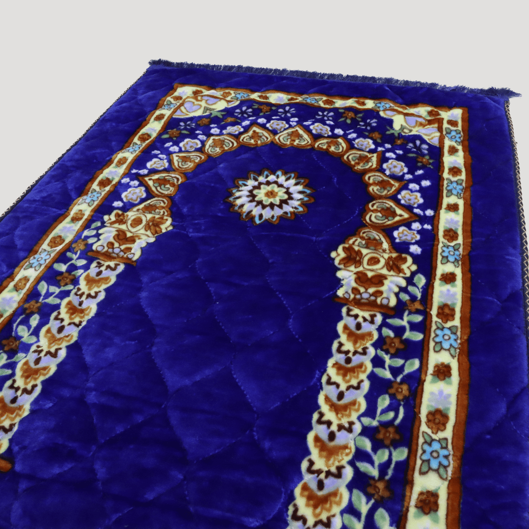 Mughal Janamaz Printed Prayer Mat-Sapphire