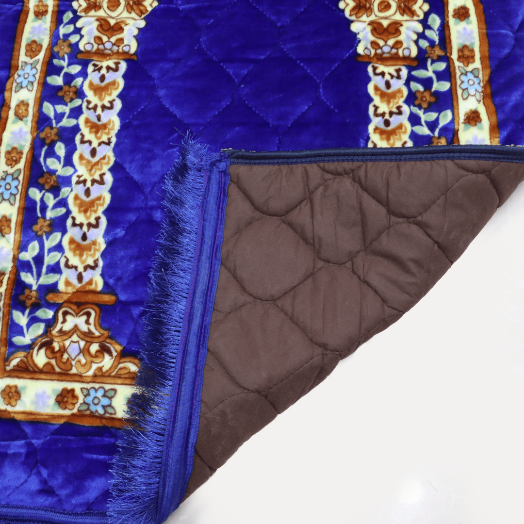 Mughal Janamaz Printed Prayer Mat-Sapphire