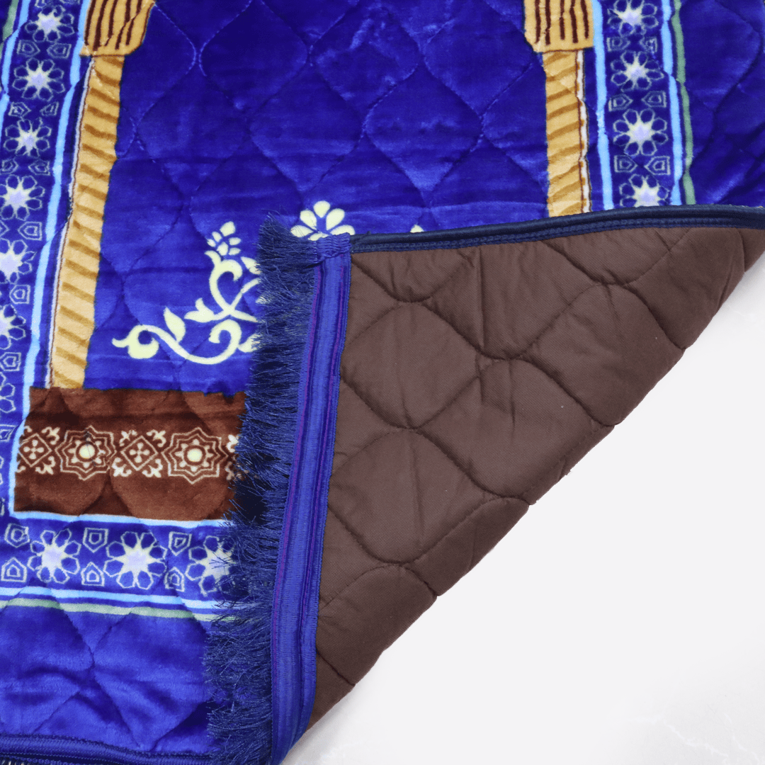 Mughal Janamaz Printed Prayer Mat-Cobalt