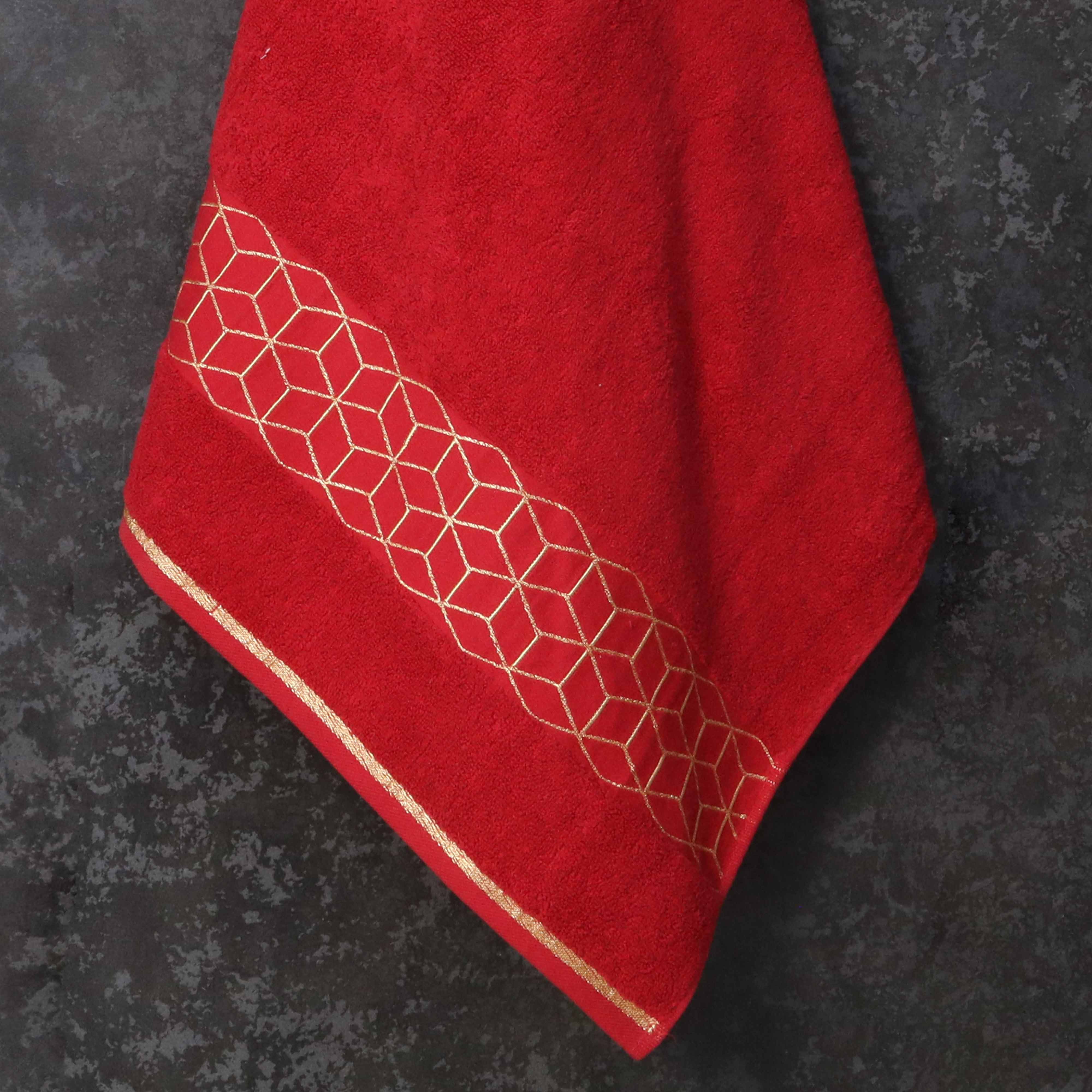 Premium Diamond Cotton Towel- Red