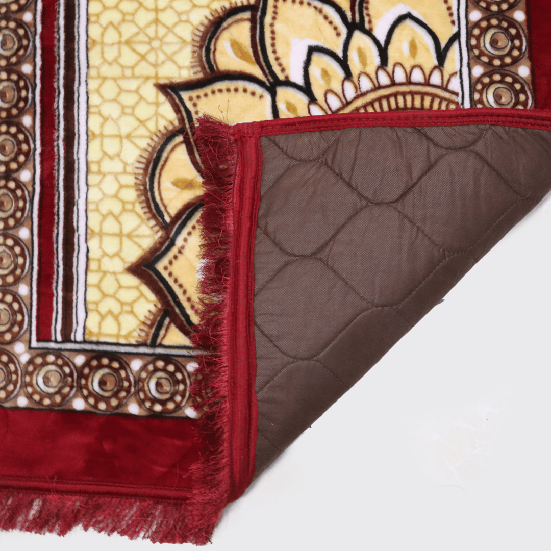 Mughal Janamaz Printed Prayer Mat-Rosewood