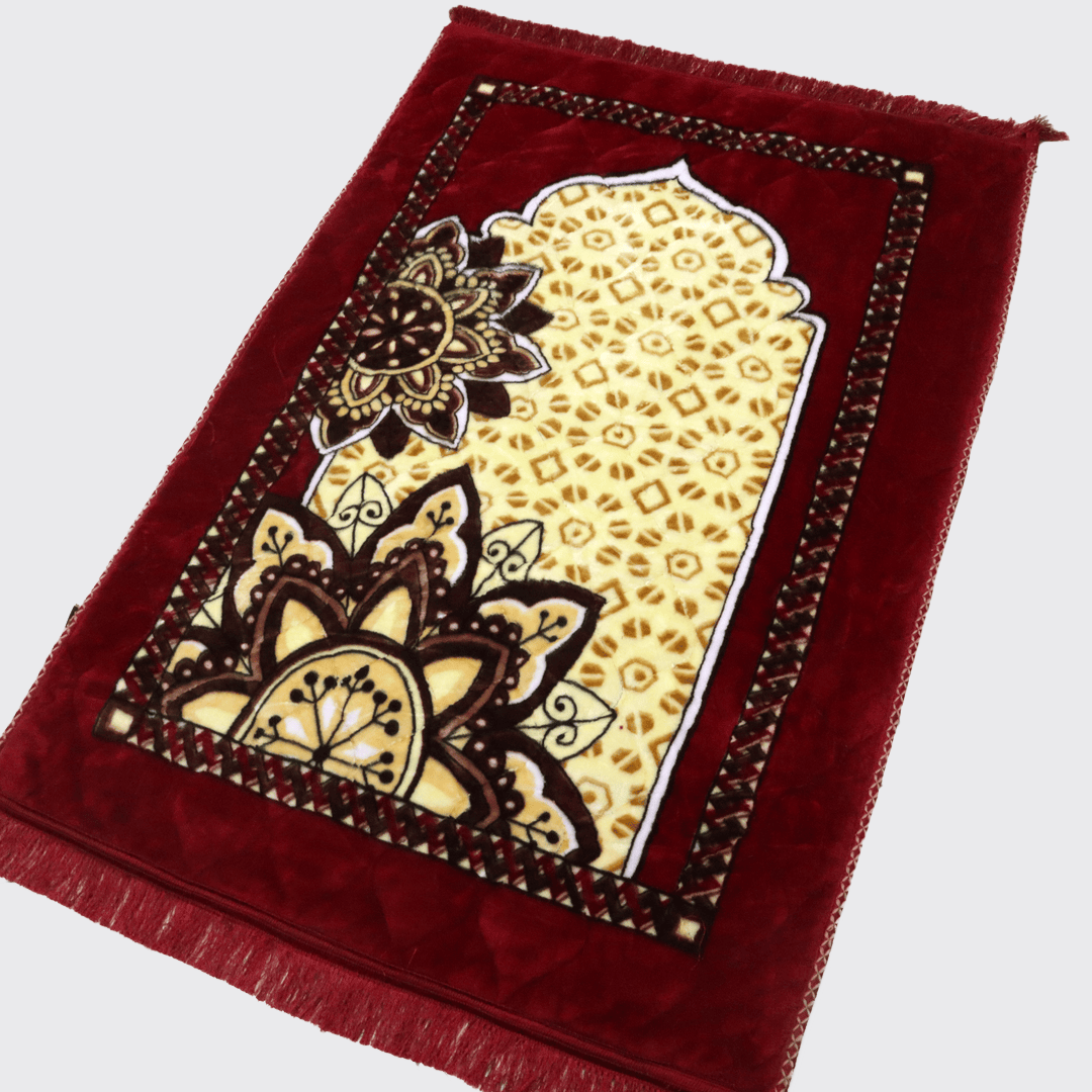 Mughal Janamaz Printed Prayer Mat-Rosy