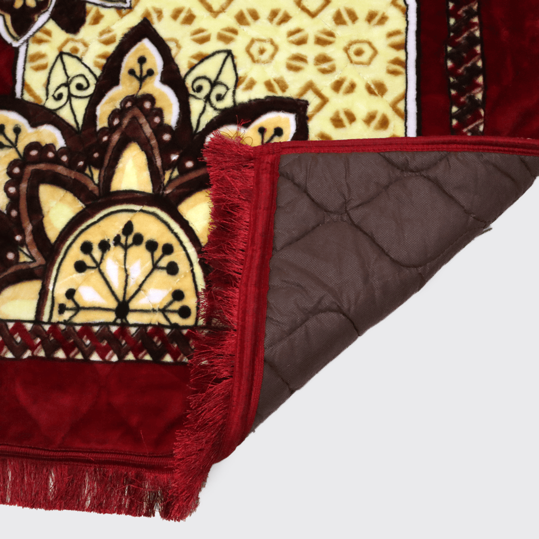 Mughal Janamaz Printed Prayer Mat-Rosy