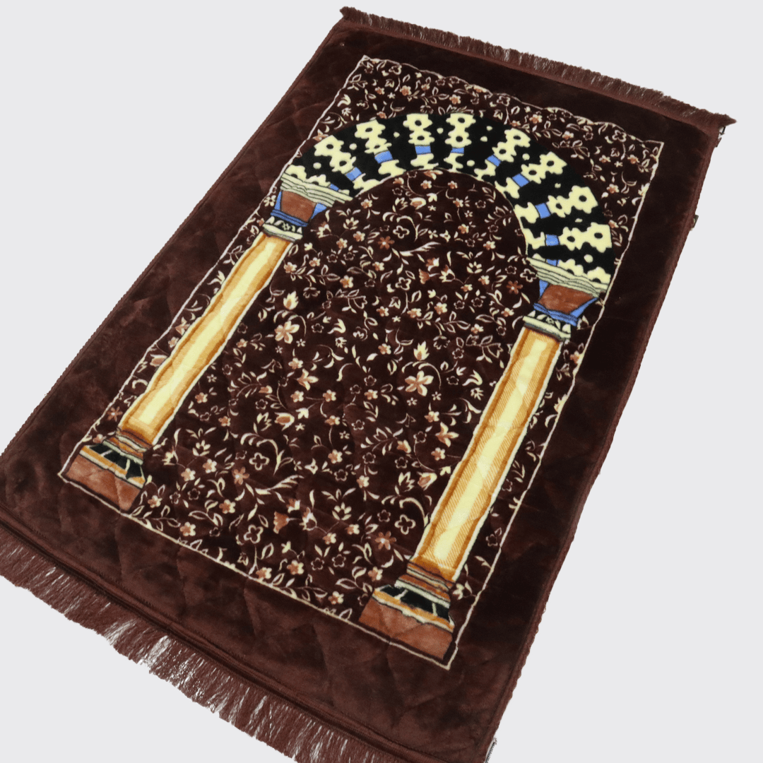 Mughal Janamaz Printed Prayer Mat- Bronze