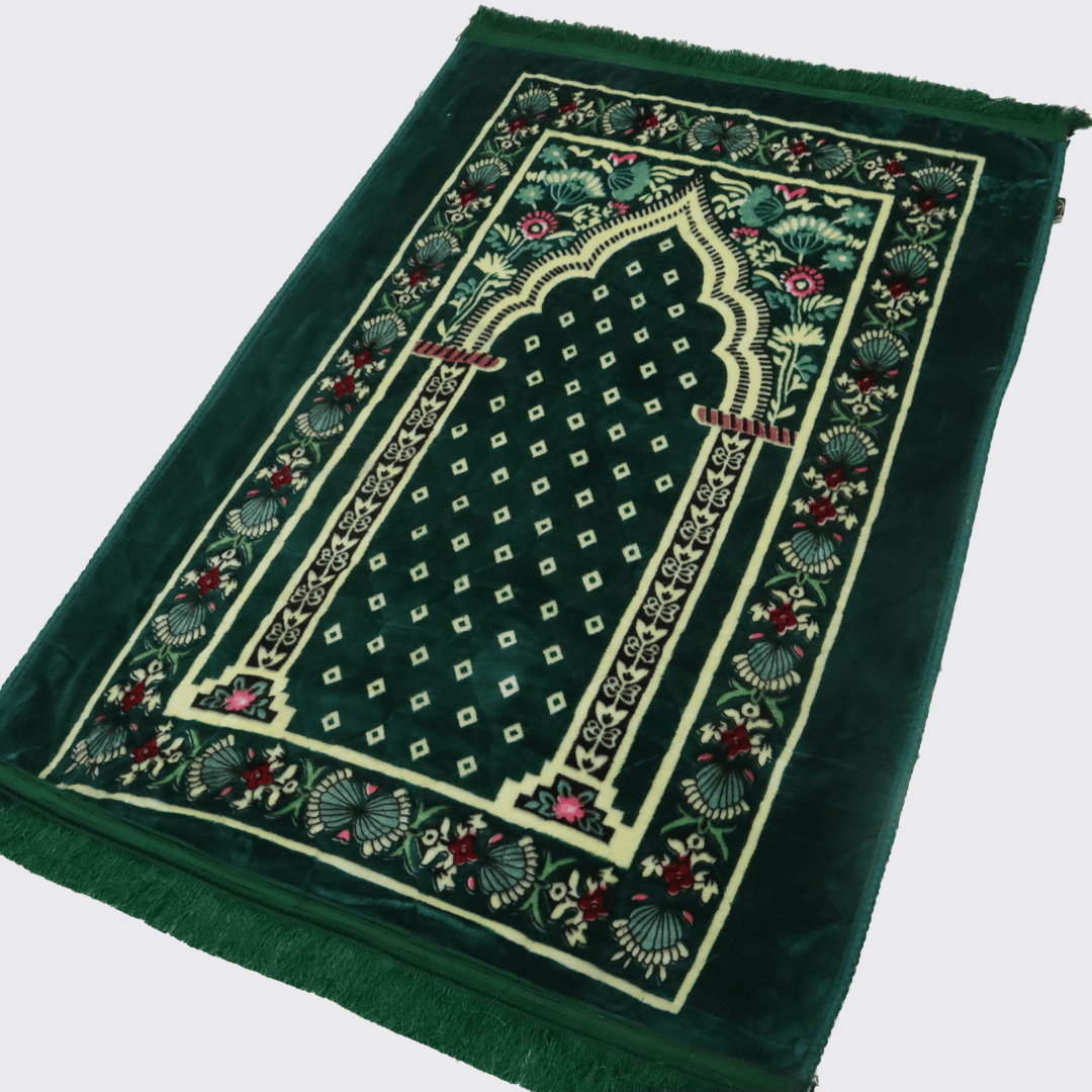 Mughal Janamaz Printed Prayer Mat-Bright Green