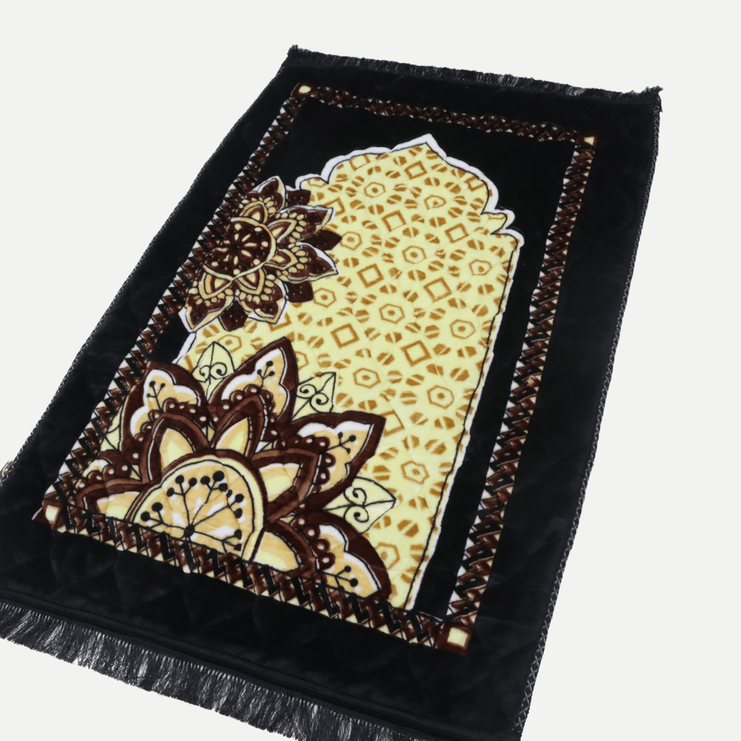 Mughal Janamaz Printed Prayer Mat-Black Haven