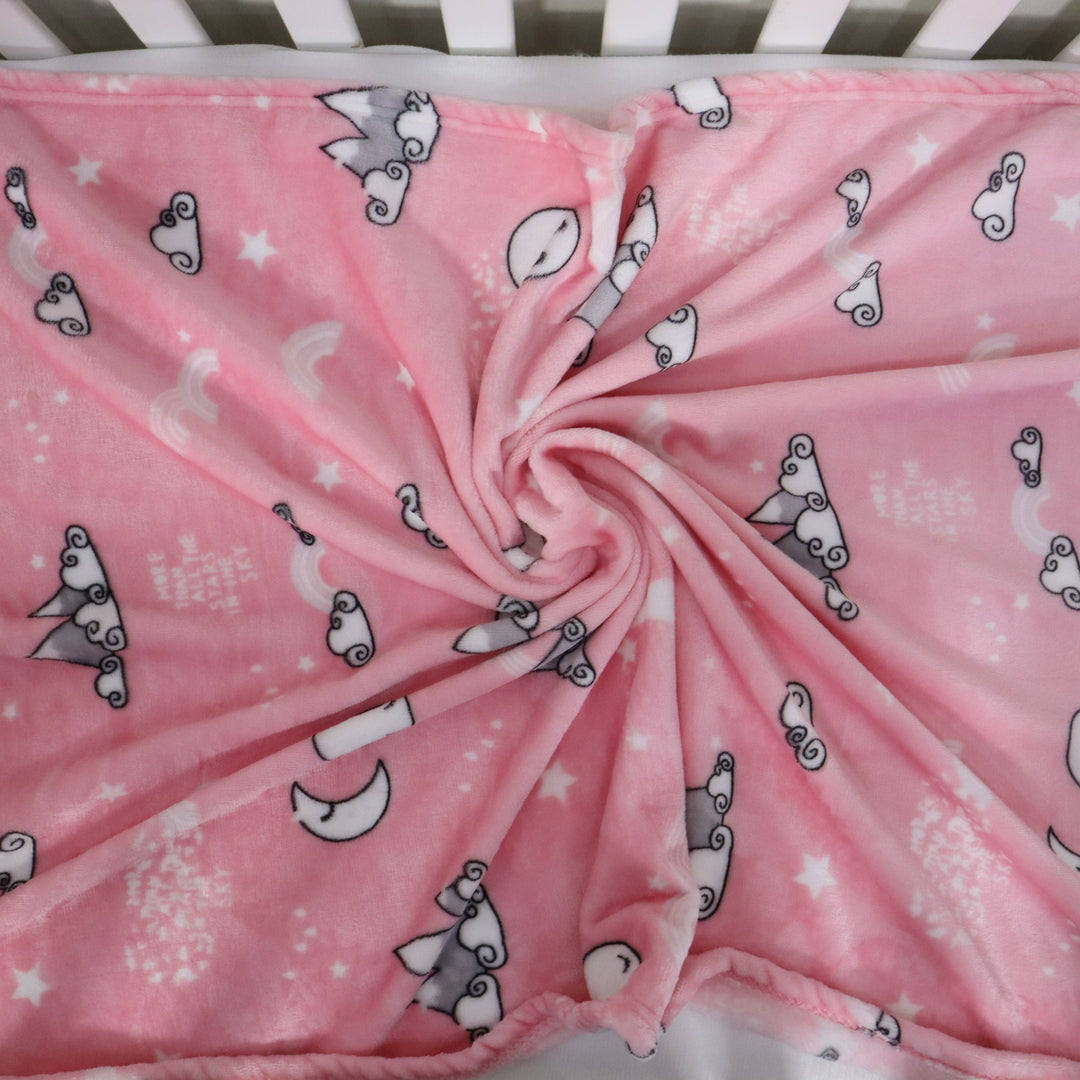 Mini Me Baby AC Flannel Blanket and Pillow Set Blush Rose