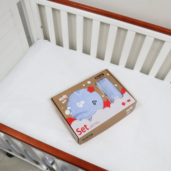 Mini Me Baby AC Flannel Blanket and Pillow Set Powder Blue