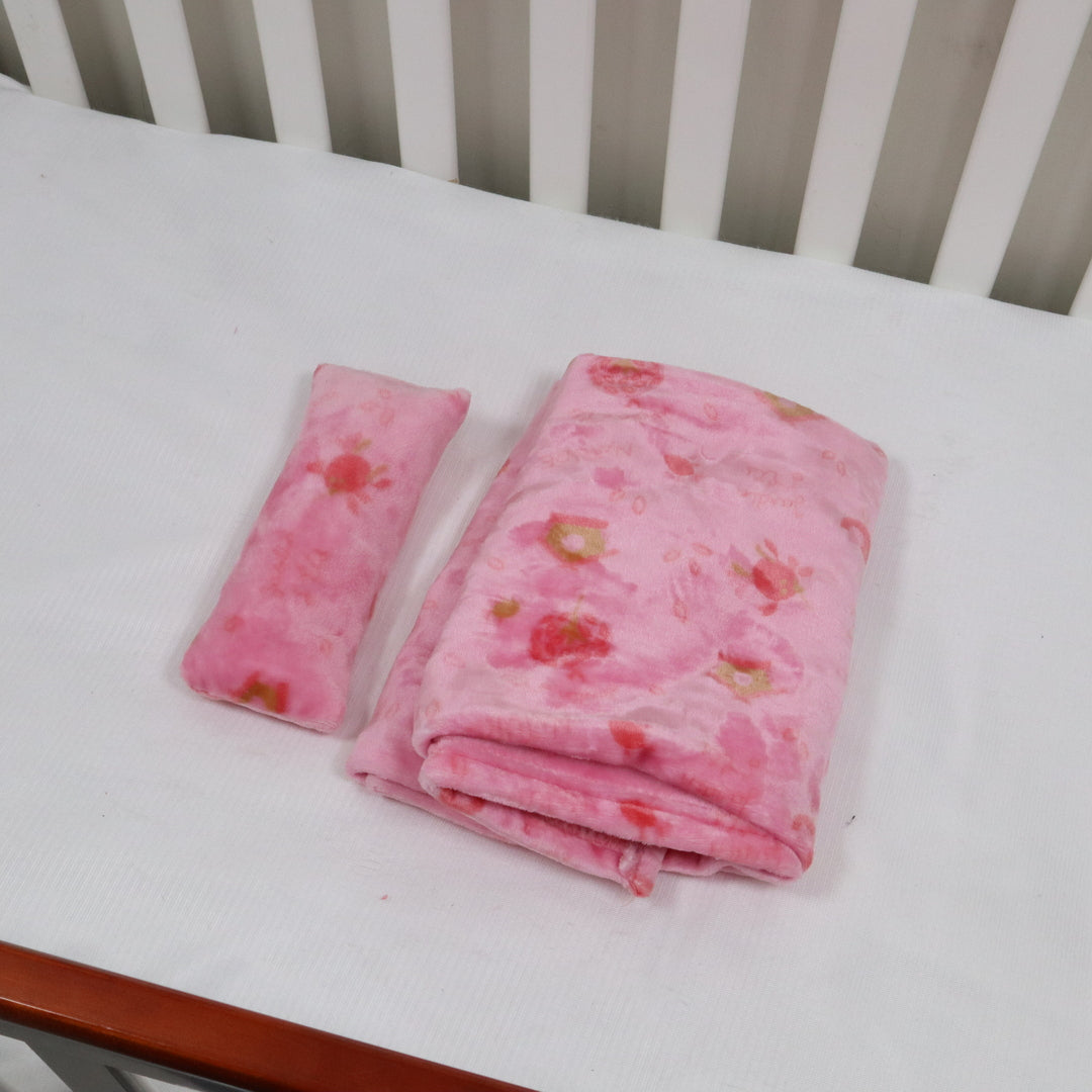 Mini Me Baby AC Flannel Blanket and Pillow Set Cotton Candy