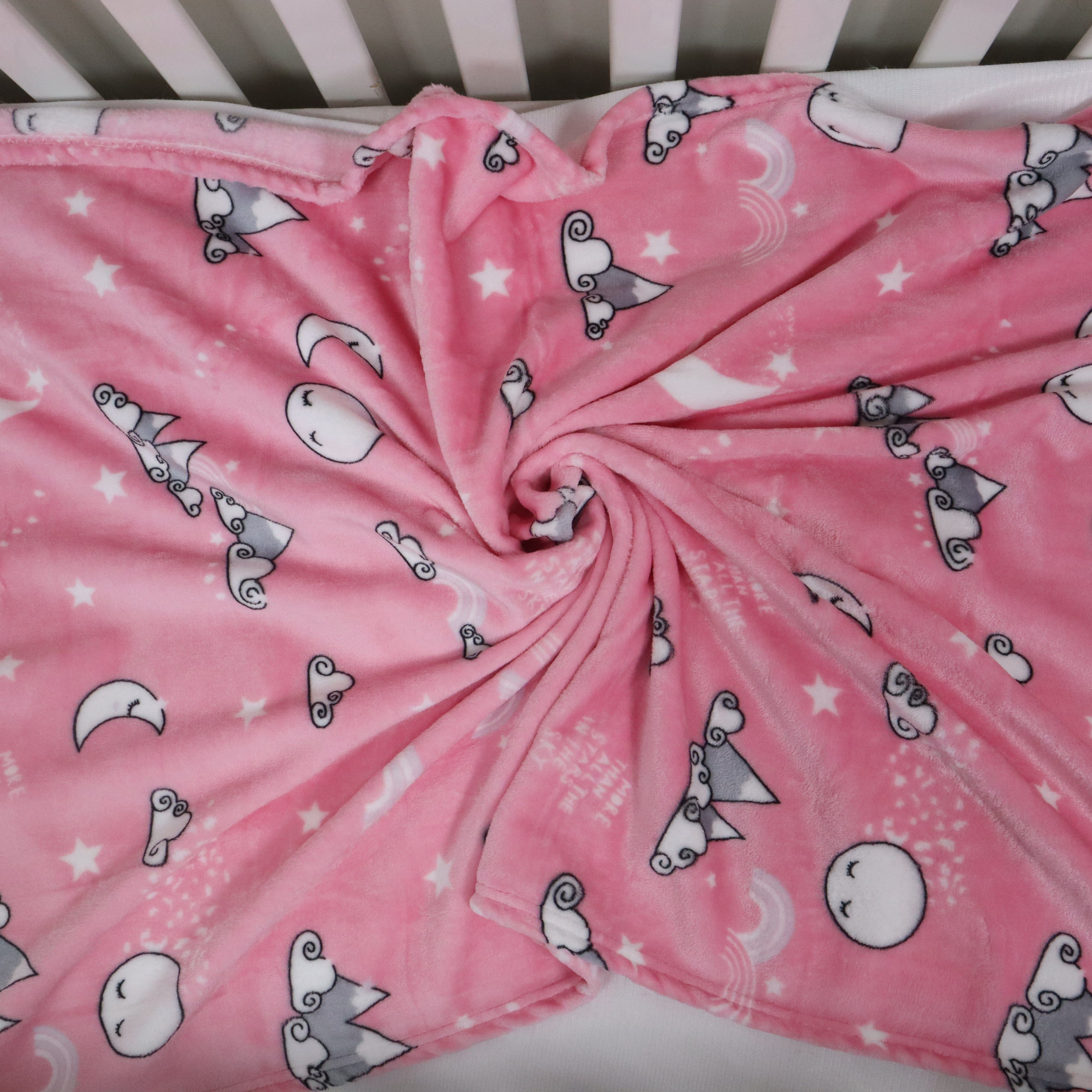 Cuddle Me Baby AC Flannel Blanket Pink Sky Dreams