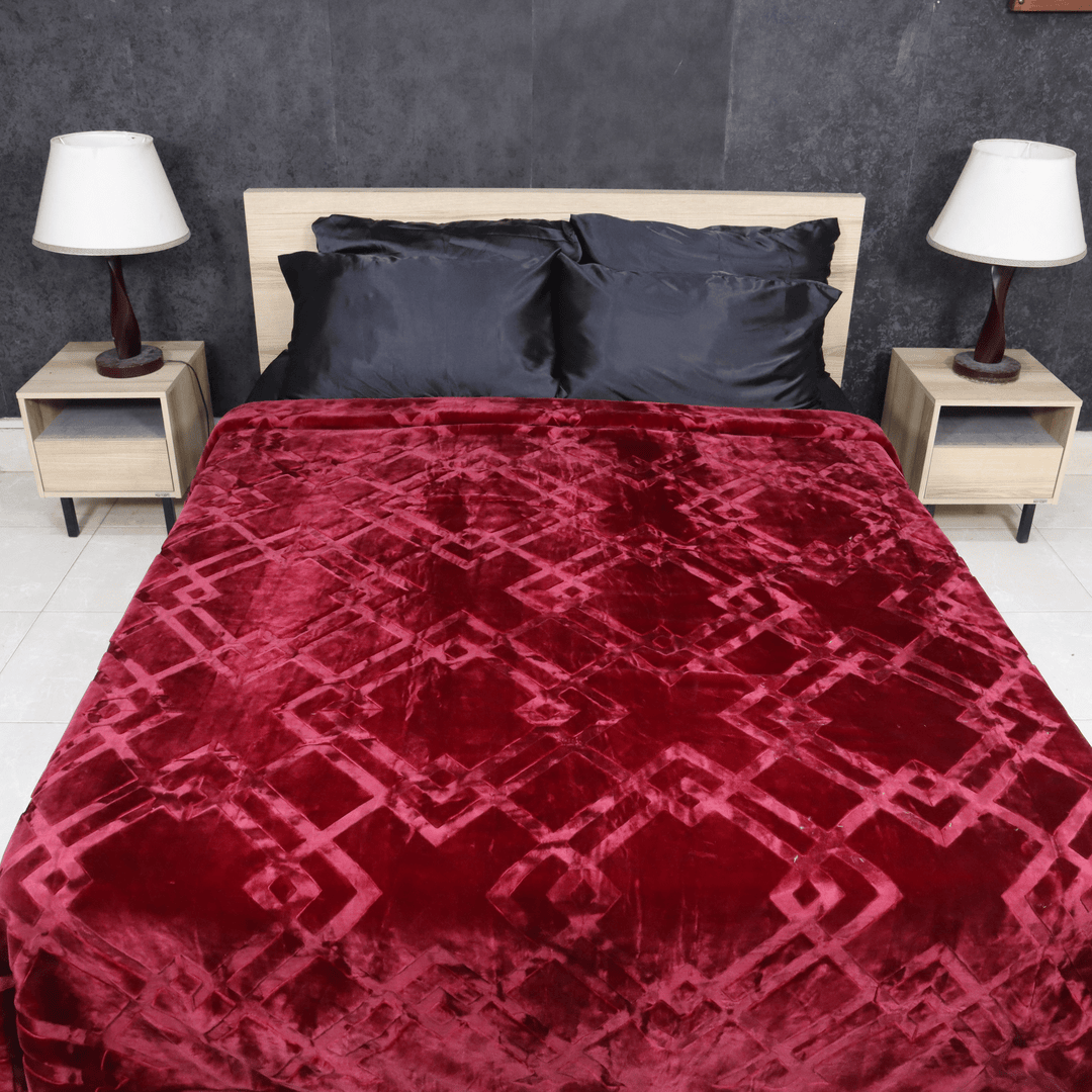 Moonlight Cloudy Bed Blanket-Merlot