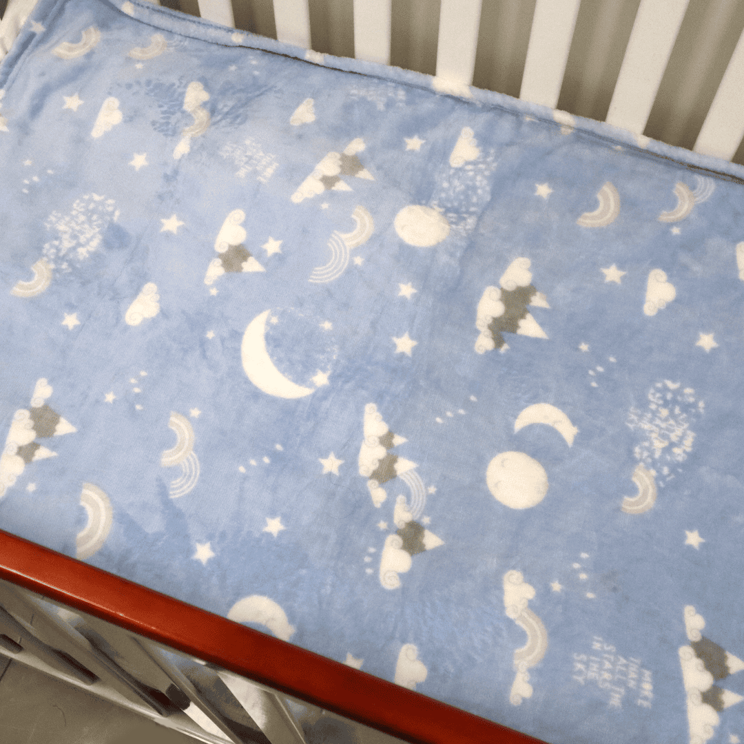 Mini Me Baby AC Flannel Blanket and Pillow Set Blue Moon