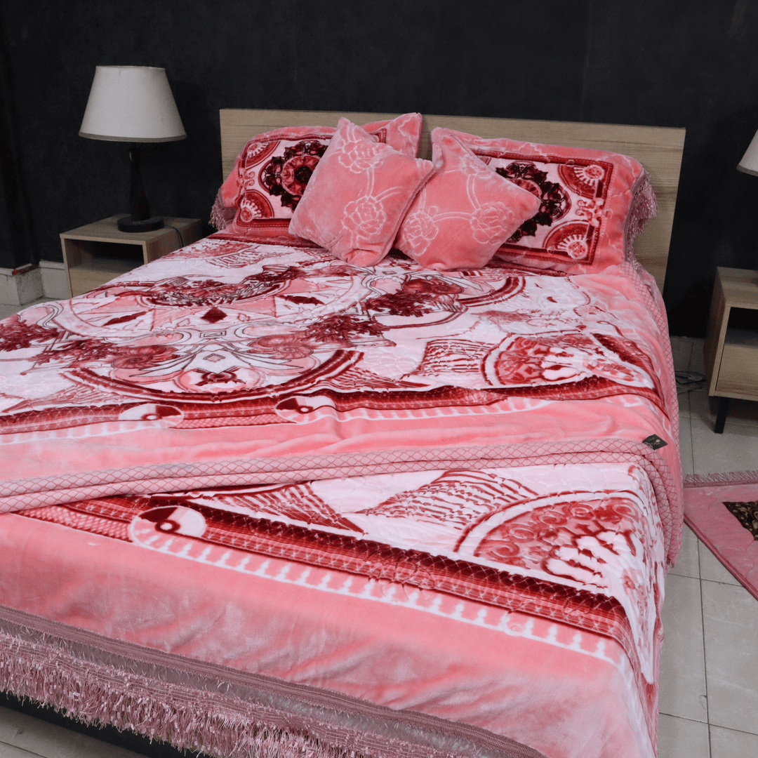 Arzoo Cloudy Bridal Bed Set 7 Pcs Blush Petal