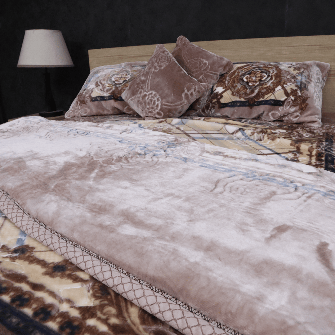 Arzoo Cloudy Bridal Bed Set 7 Pcs Sandy Beige