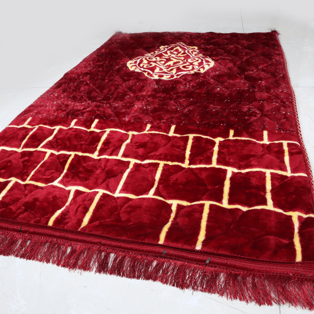 Mughal Janamaz Printed Prayer Mat- Qibla Maroon