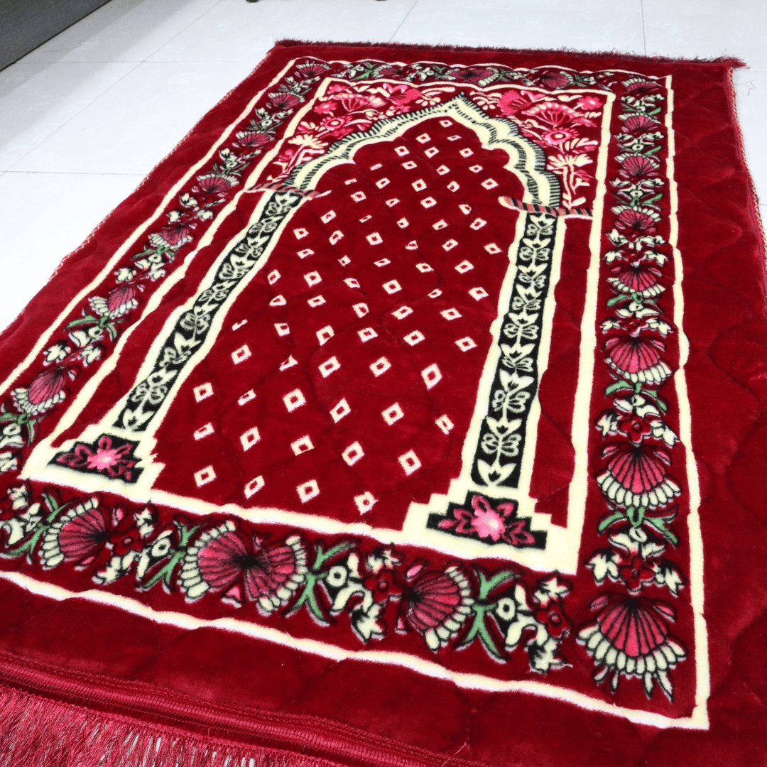 Mughal Plus Cloudy Janamaz Prayer Mat Deep Wine