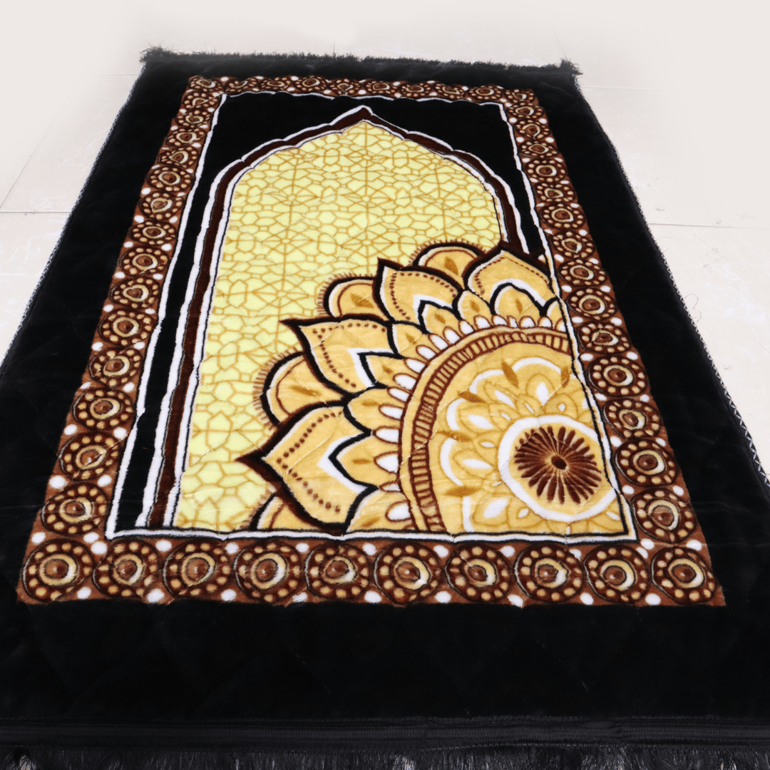 Mughal Janamaz Printed Prayer Mat- Carbon